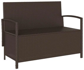 vidaXL Πάγκος αποθήκευσης κήπου με μαξιλάρι Brown Poly Rattan