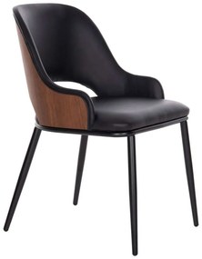 Καρέκλα Delf HM9617.03 48x55x76cm Με Πλάτη Wallnut-Black Metal, Fabric, Technoderma