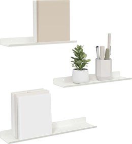 vidaXL Πλωτό ράφι Επιτοίχιο 3 pcs Λευκός 40 x 9 x 2,5 εκ Ατσάλι