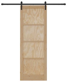vidaXL Συρόμενη Πόρτα με Σετ Συναρμολόγησης 83x232 cm Συμπαγές Ξύλο Πεύκου