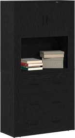 vidaXL Highboard Μαύρη Οξυά 80 x 33 x 150 εκ Επεξεργασμένο ξύλο