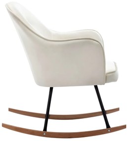 vidaXL Κουνιστή Πολυθρόνα Κρεμ Βελούδινη