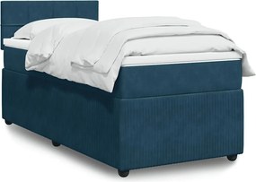 vidaXL Κρεβάτι Boxspring με Στρώμα Μπλε 90x200 εκ. Βελούδινο