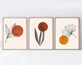 Decorative Framed MDF Painting (3 Pieces) Huhu215 - 50 x 70 Multicolor