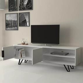 Έπιπλο τηλεόρασης Foot Megapap χρώμα λευκό 160x35x49εκ.