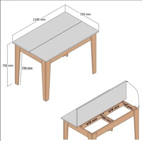 Τραπέζι Κουζίνας Καρυδί / Λευκό FIFADOR 110x72x75