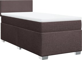 vidaXL Κρεβάτι Boxspring με Στρώμα Σκούρο Καφέ 100x200 εκ. Υφασμάτινο