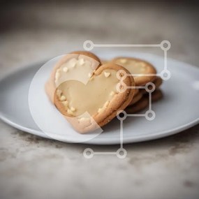 Σετ των 2 Intra Συλλεκτικό Ξύλινο Παζλ Plywood 4mm - Μπισκότα σε σχήμα καρδιάς σε λευκό πιάτο Σε Ξύλινο Κουτί - Διαστάσεις: 10x10 cm – 25 κομμάτια