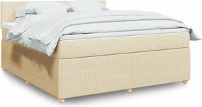vidaXL Κρεβάτι Boxspring με Στρώμα Κρεμ 180x200 εκ. Υφασμάτινο