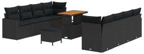 Σετ Καναπέ Κήπου με μαξιλάρι 12 pcs Μαύρο συνθετικό ρατάν