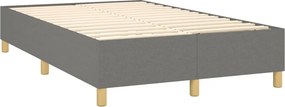 vidaXL Κρεβάτι Boxspring με Στρώμα &amp; LED Σκ.Γκρι 120x200 εκ Υφασμάτινο