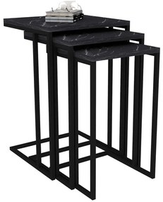 Ζιγκόν Black Mermer (Σετ 3Τμχ) 835PUQ2902 40x40x60/38x34x56/38x28x52cm Marble Effect Black