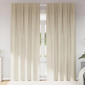 vidaXL Κουρτίνες συσκότισης 2 pcs Κρεμ 140 x 260 cm Βελούδο