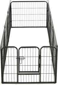 vidaXL Πάρκο Σκύλου με 8 Πάνελ Μαύρο 60 x 80 εκ. Ατσάλινο