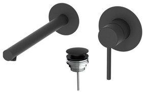 Eurorama Tonda Black Matt Μπαταρία Νιπτήρος Εντοιχισμού 2 Οπών+Βαλβίδα clic-clac 145904-400 R0338-400