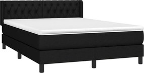 vidaXL Κρεβάτι Boxspring με Στρώμα Μαύρο 140x190 εκ. Υφασμάτινο