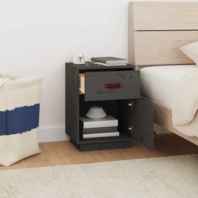 vidaXL Κομοδίνο Γκρι 40x34x55 εκ. από Μασίφ Ξύλο Πεύκου