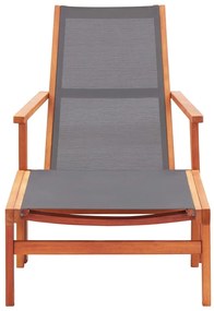 vidaXL Πολυθρόνα Κήπου + Υποπόδιο Γκρι Μασίφ Ξύλο Ευκαλύπτου/Textilene