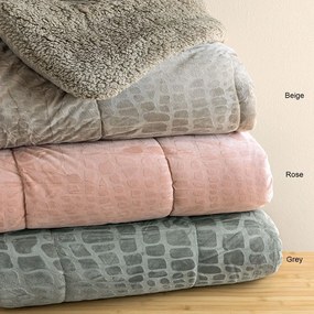 Κουβερτοπάπλωμα Flo Rose Palamaiki Queen Size 220x240cm Βελούδο,Polyester