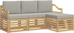 vidaXL Σειρά Καναπέ Εξωτερικού 4 pcs Λευκό και Ανοιχτό Γκρι