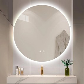 Καθρέφτης Led Στρόγγυλος 0762-R-01 60cm White Ξύλο,Γυαλί