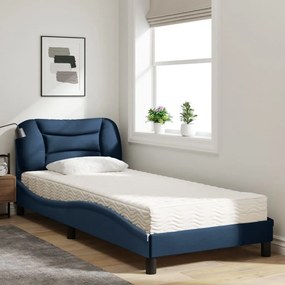 vidaXL Κρεβάτι με Στρώμα Hvar Μπλε 90x200 εκ.Υφασμάτινο