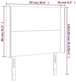 Κεφαλάρι με Πτερύγια Σκούρο Γκρι 93x16x118/128εκ.Βελούδινο - Γκρι