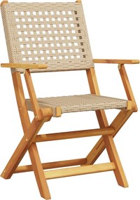 vidaXL Σετ Τραπεζαρίας Κήπου 7 τεμ. Μπεζ από Συνθ. Ρατάν/Μασίφ Ξύλο