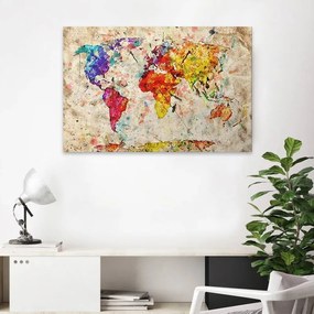 Πίνακας σε καμβά Colorful World Map Megapap ψηφιακής εκτύπωσης 75x50x3εκ. - GP033-0042