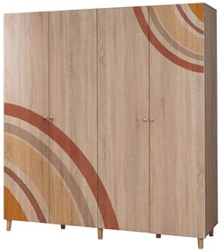 Ντουλάπα Παιδική Τετράφυλλη Loni 869VEL8702 180x52x192cm Multi Τετράφυλλη