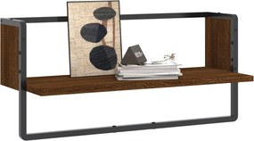 vidaXL Ράφι Τοίχου με Μπάρα Καφέ Δρυς 65x25x30 εκ.