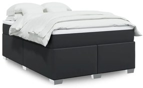 vidaXL Κρεβάτι Boxspring με Στρώμα Μαύρο 140x190εκ.από Συνθετικό Δέρμα