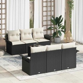 vidaXL Σετ Καναπέ Κήπου 7 pcs Μαύρο Πολυ ράταν