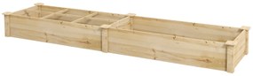 Outsunny Υπερυψωμένο παρτέρι, γλάστρα, 2 τεμαχίων, ανοιχτός πάτος, φυσικό ξύλινο πλαίσιο, εύκολη συναρμολόγηση, 237 x 60 x 25cm