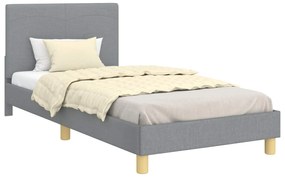 vidaXL Κρεβάτι Παιδικής Κρεβατοκάμαρας με Κεφαλάκι Ανοιχτό γκρι ύφασμα