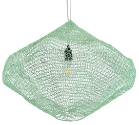GloboStar® KENTUCKY 01866 Vintage Κρεμαστό Φωτιστικό Οροφής Μονόφωτο 1 x E27 AC220-240V IP20 - Φ60 x Υ50cm - Apple Green Μεταλλικό Πλέγμα - 5 Χρόνια Εγγύηση