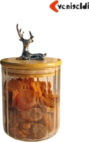 Γυάλινο βάζο αποθήκευσης με αεροστεγές κλείσιμο Λευκό 9x10 cm