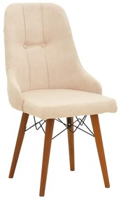Καρέκλα Elif pakoworld εκρού ύφασμα-καρυδί πόδι 46x50x97εκ Model: 266-000015