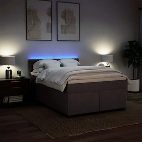 vidaXL Κρεβάτι Boxspring με Στρώμα Σκούρο Καφέ 140x200 εκ Υφασμάτινο