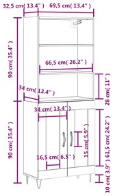 Ντουλάπι Γκρι Σκυροδέματος 69,5x34x180 εκ. Επεξεργασμένο Ξύλο - Γκρι