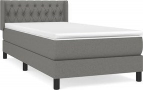 vidaXL Κρεβάτι Boxspring με Στρώμα Σκούρο Γκρι 90x190 εκ. Υφασμάτινο