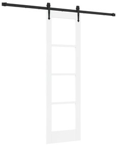 vidaXL Συρόμενη Πόρτα με Σετ Αξεσουάρ Λευκό 61x198.5 εκ. Συμπαγές Ξύλο Πεύκου
