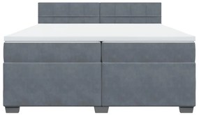 vidaXL Κρεβάτι Boxspring με Στρώμα Σκούρο Γκρι 200x200 εκ. Βελούδινο