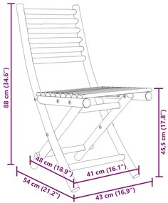 Καρέκλες Κήπου Πτυσσόμενες 4 τεμ. 43x54x88 εκ. από Μπαμπού - Καφέ