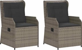 vidaXL Παγκάκι κήπου 2 pcs Γκρι συνθετικό ρατάν