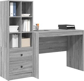vidaXL Γραφείο με συρτάρι 2 pcs Γκρίζο Σονομα