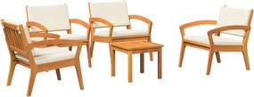 vidaXL Σετ μπιστρό με μαξιλάρι 5 pcs Καφέ Πολυεστέρας