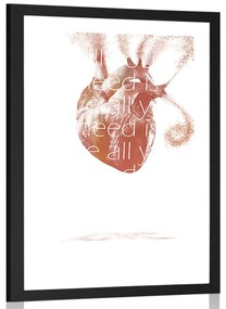 Αφίσα με παρπαστού Καρδιά με γνωμικό - 20x30 white