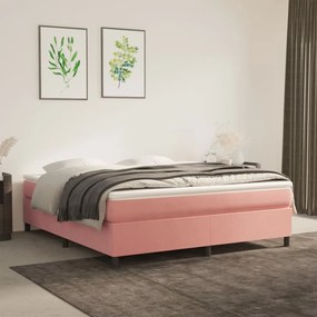 vidaXL Πλαίσιο Κρεβατιού Boxspring Ροζ 180x200 εκ. Βελούδινο