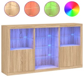 vidaXL Μπουφές με Φώτα LED Sonoma Δρυς 181,5 x 37 x 100 εκ.